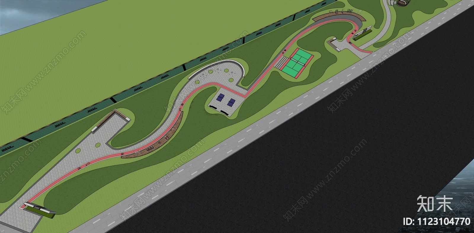 现代公园景观SU模型下载【ID:1123104770】