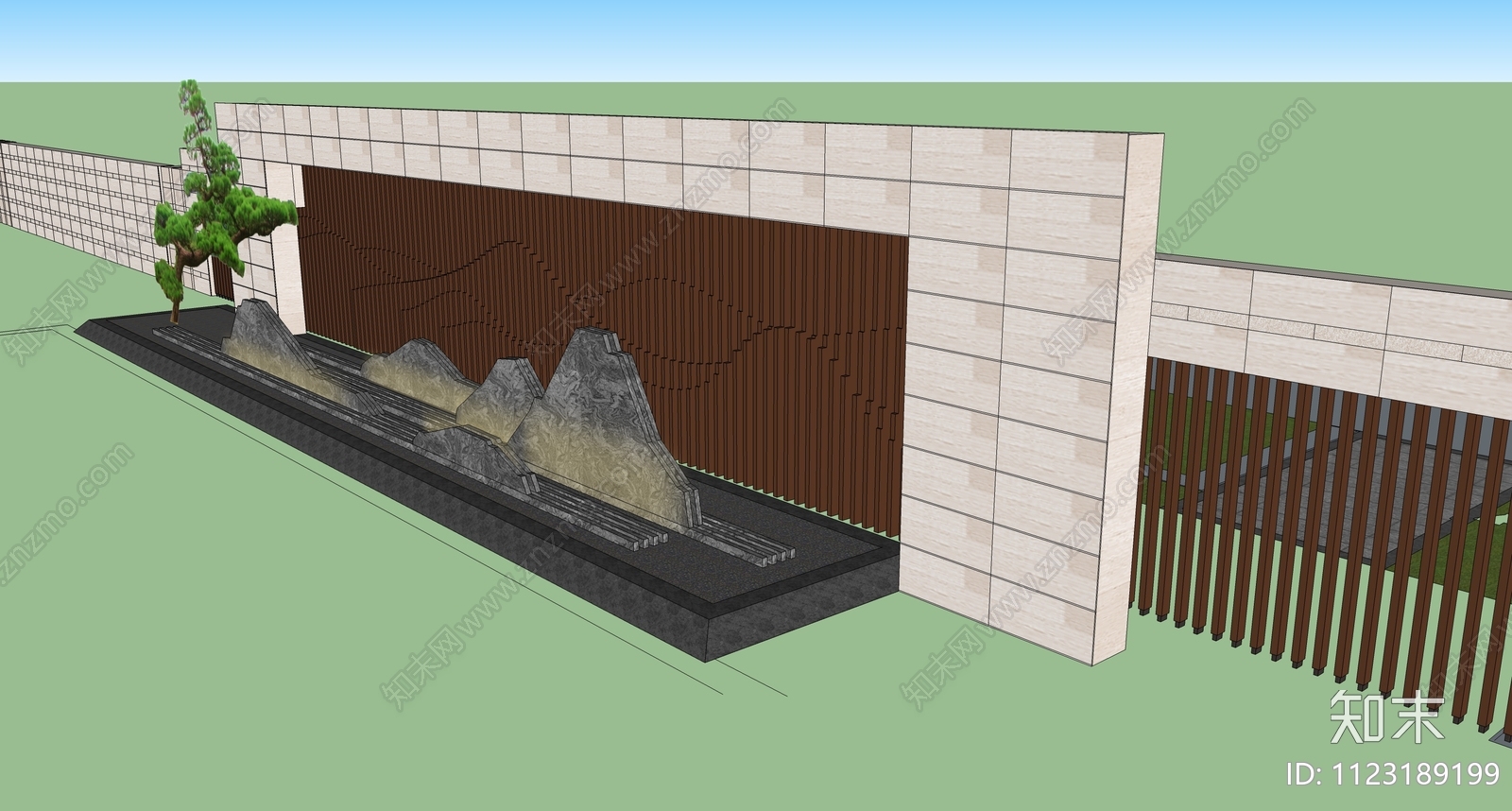 听松对景景墙施工图下载【ID:1123189199】