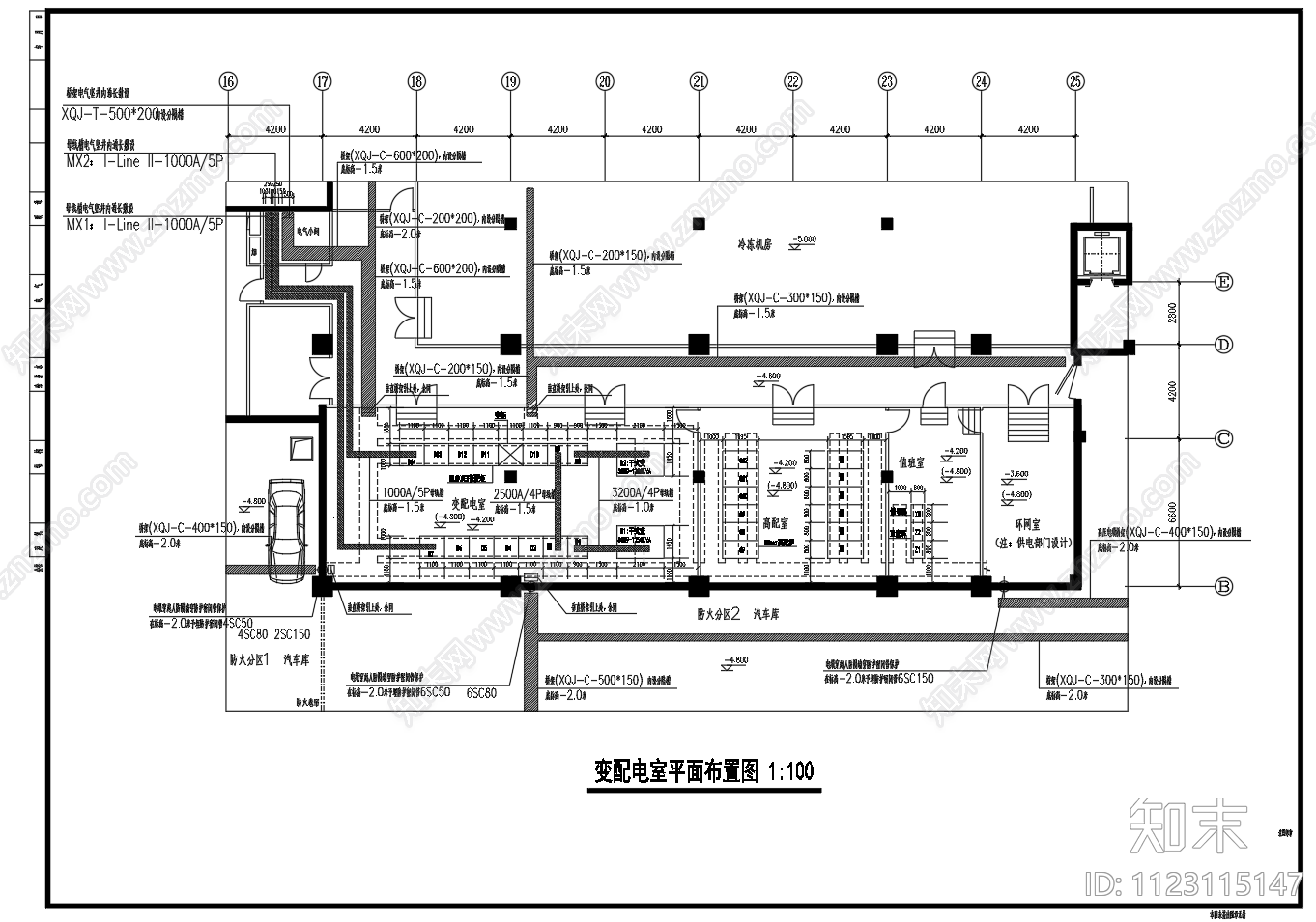 某工程10kv变配电室平面布置电气图线路走向施工图下载【ID:1123115147】