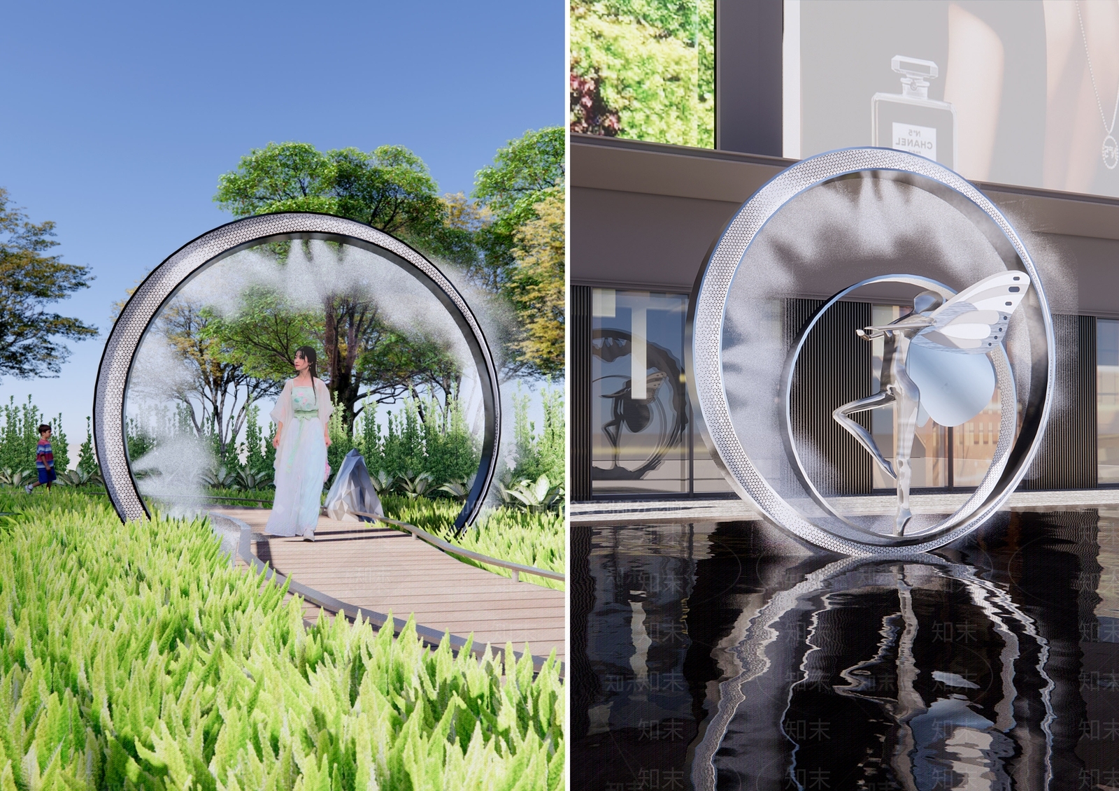 现代圆环发光雕塑小品SU模型下载【ID:1123117154】