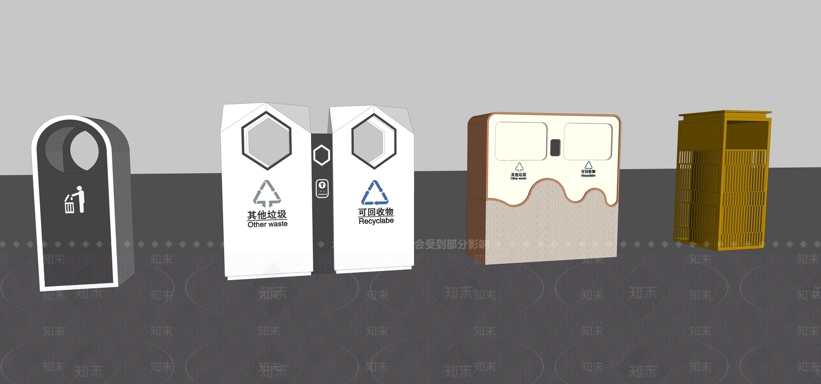 现代垃圾桶SU模型下载【ID:1123124500】