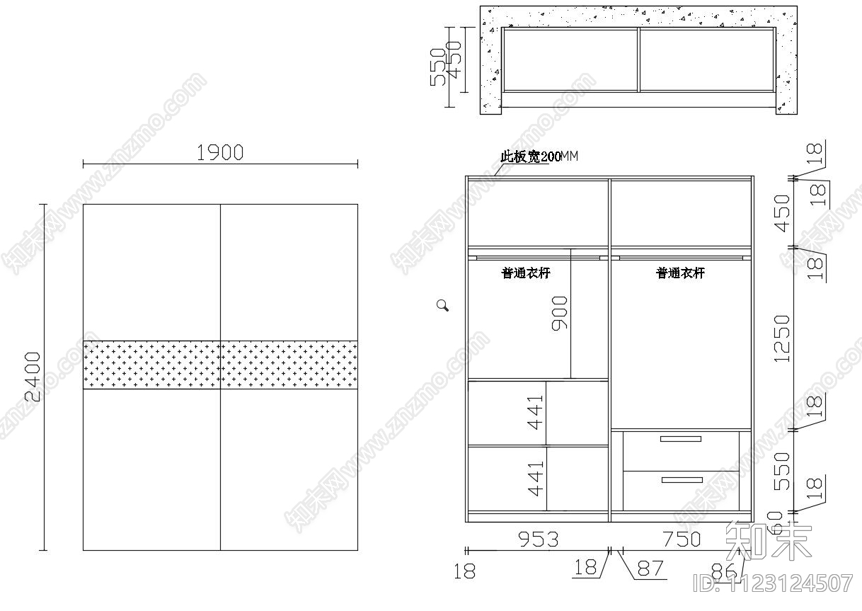 现代橱柜浴柜衣柜设计cad施工图下载【ID:1123124507】