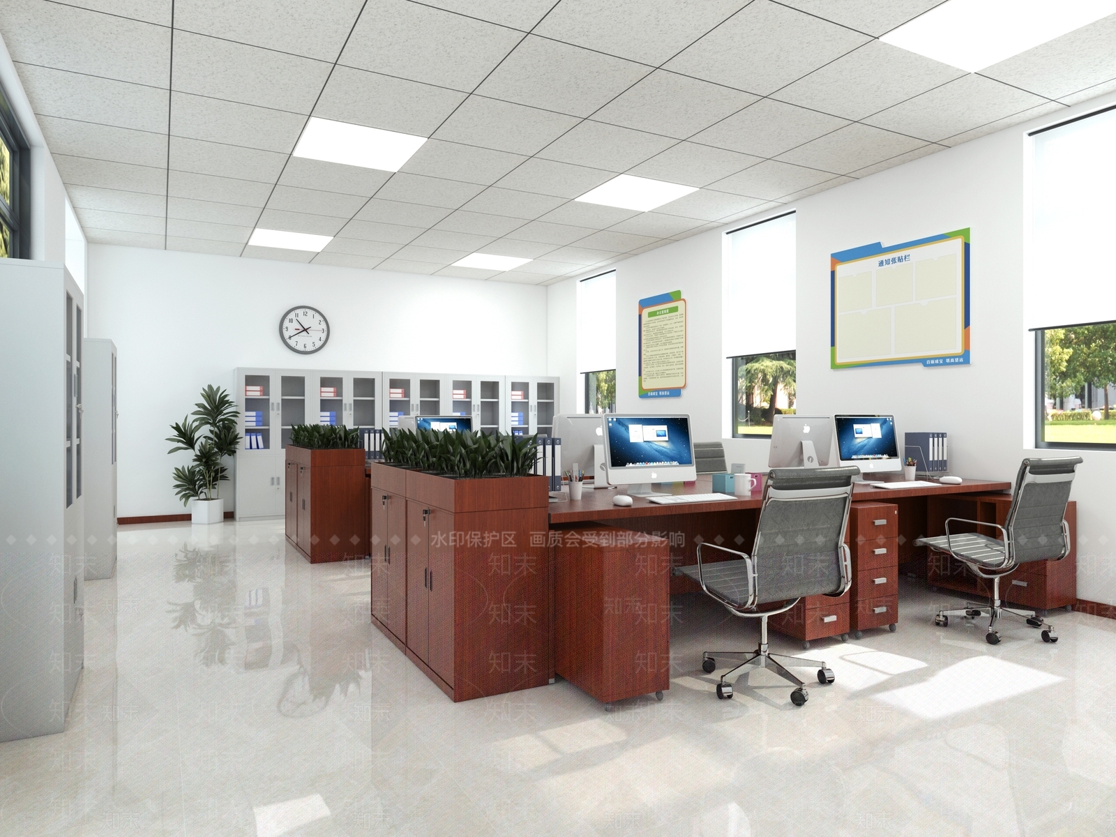 现代学校教师办公室3D模型下载【ID:1123135994】