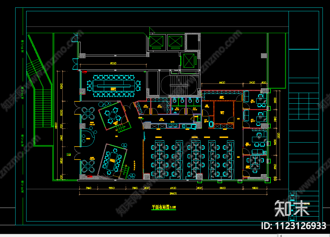 现代办公室设计cad施工图下载【ID:1123126933】