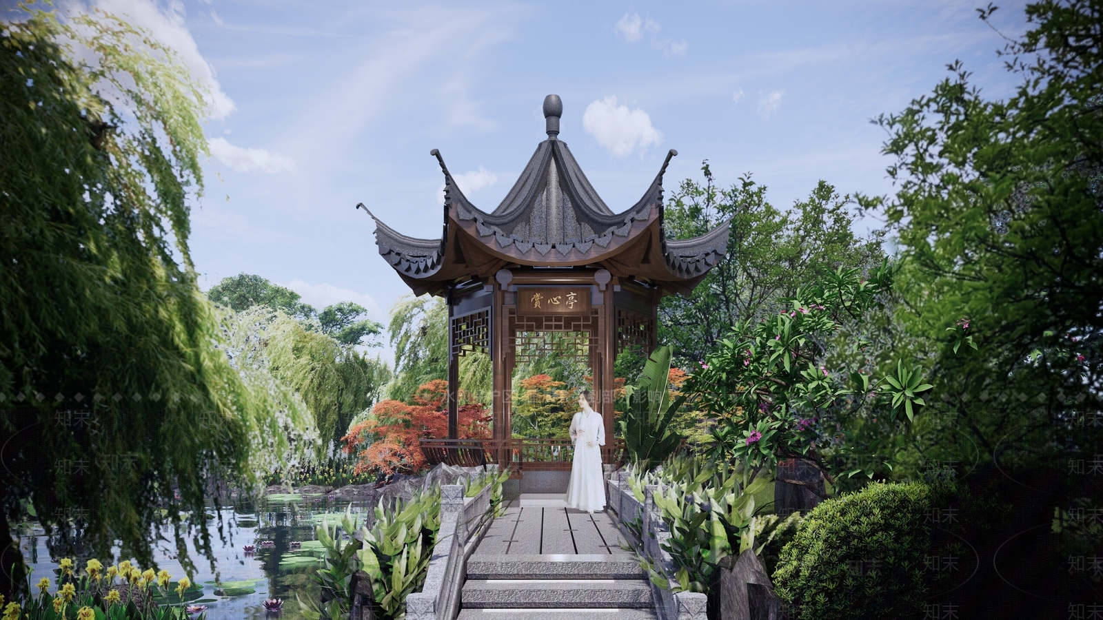 中式六角亭SU模型下载【ID:1123131838】