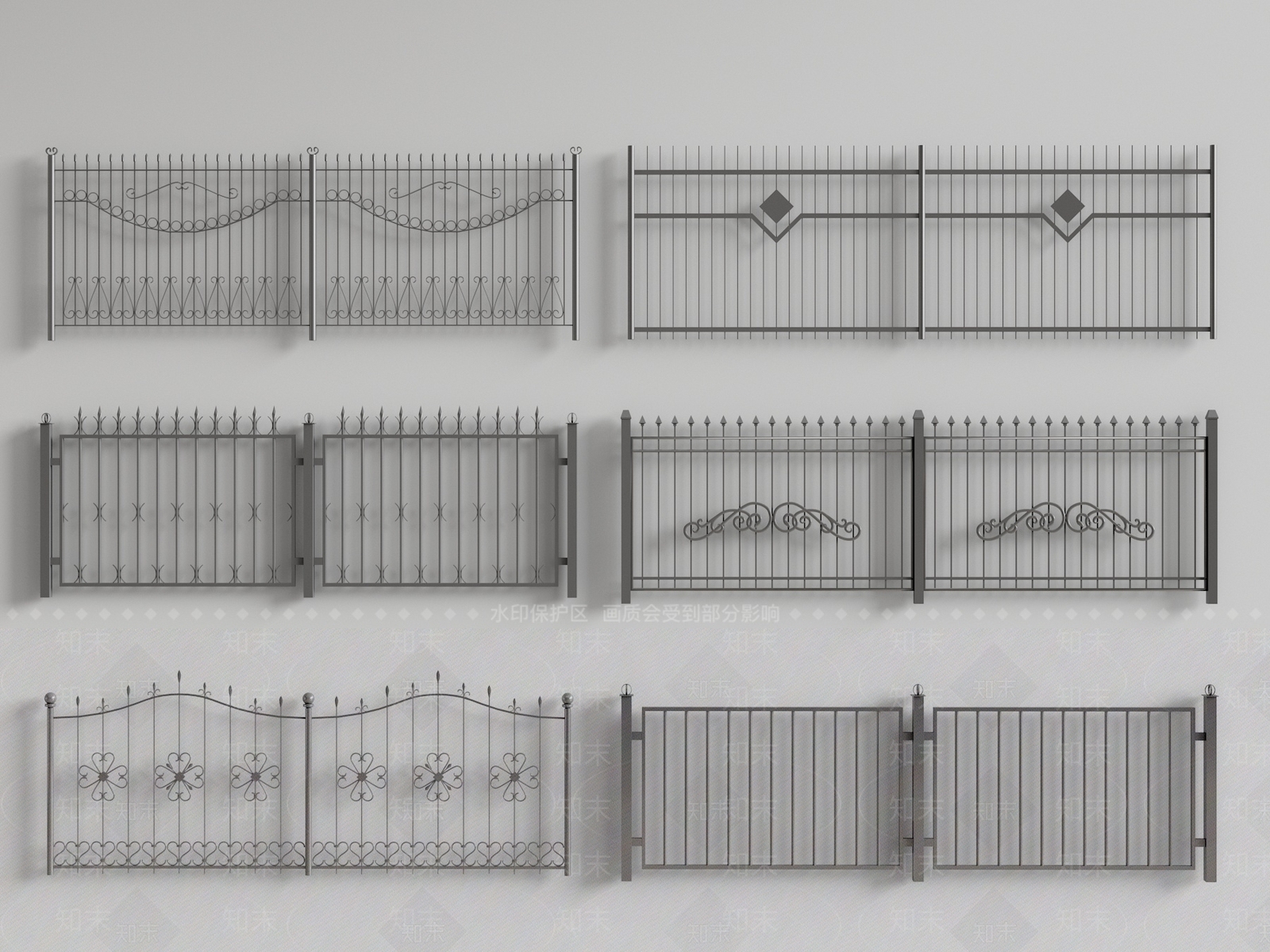 现代铁艺护栏3D模型下载【ID:1123138209】