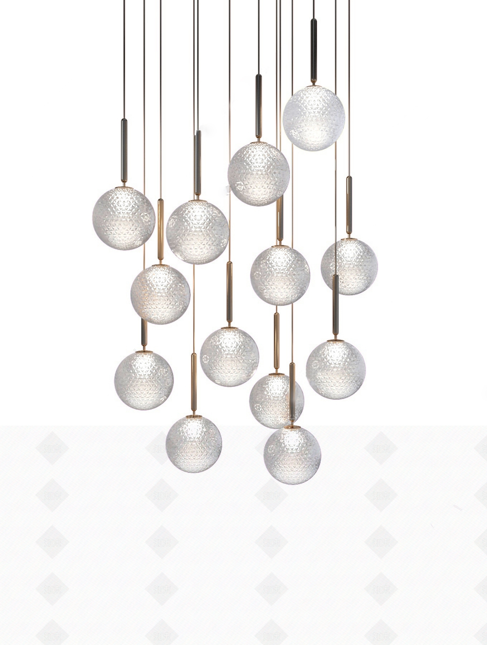 现代玻璃球形吊灯SU模型下载【ID:1123139945】