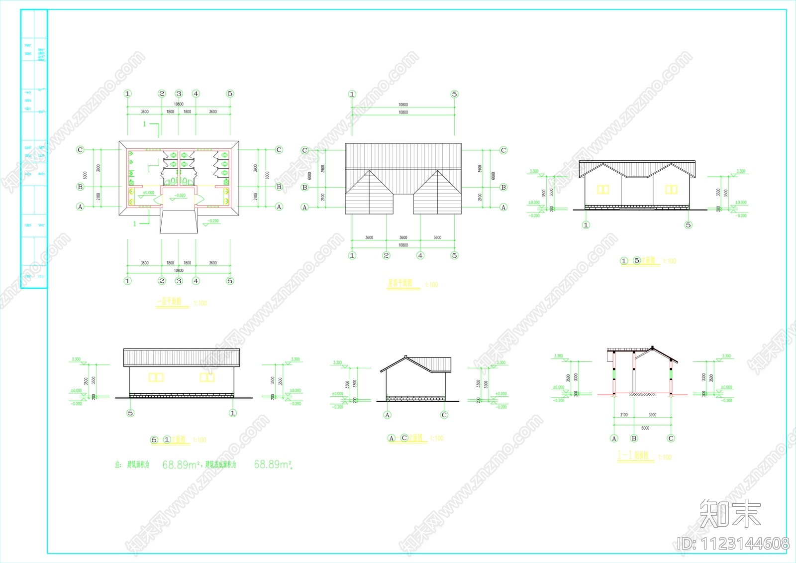 现代公共厕所立面剖面图施工图下载【ID:1123144608】