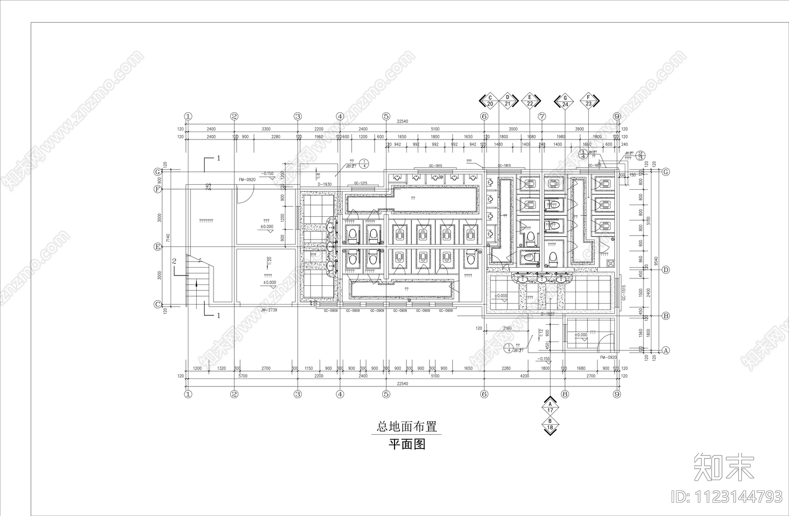 公共厕所装修施工图cad施工图下载【ID:1123144793】