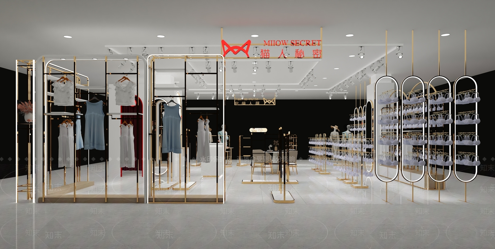 现代女装内衣服装店SU模型下载【ID:1123155880】