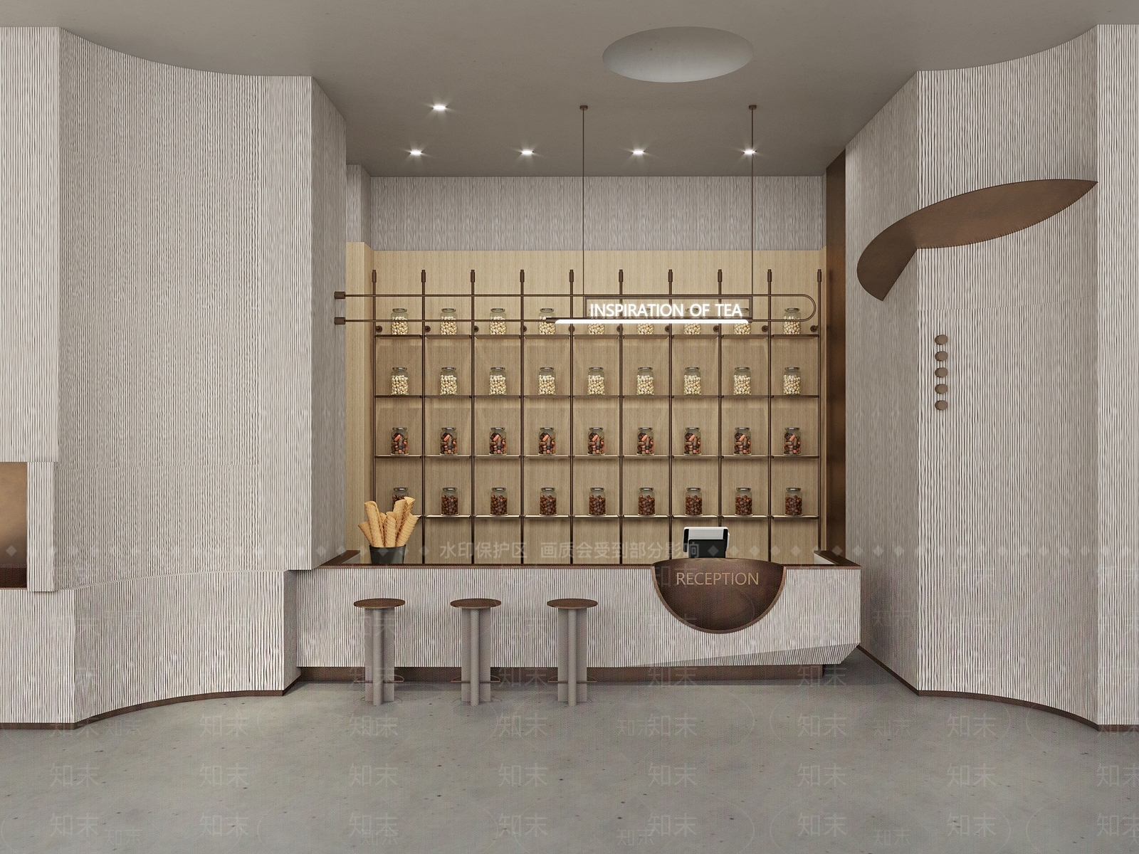 侘寂奶茶店吧台3D模型下载【ID:1123162390】