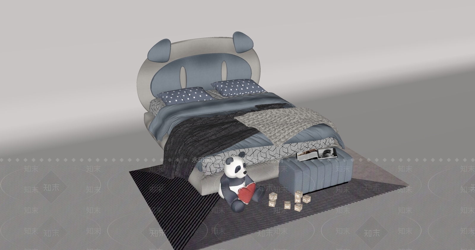 现代儿童床SU模型下载【ID:1123165595】
