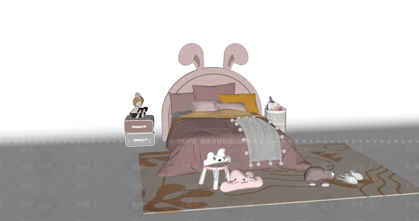 现代儿童床SU模型下载【ID:1123165516】