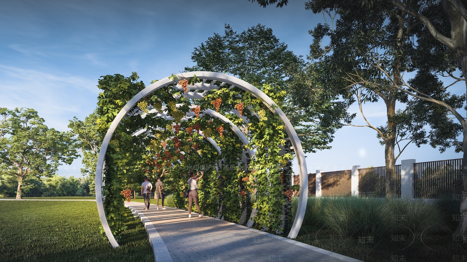 现代钢构葡萄架SU模型下载【ID:1123177135】