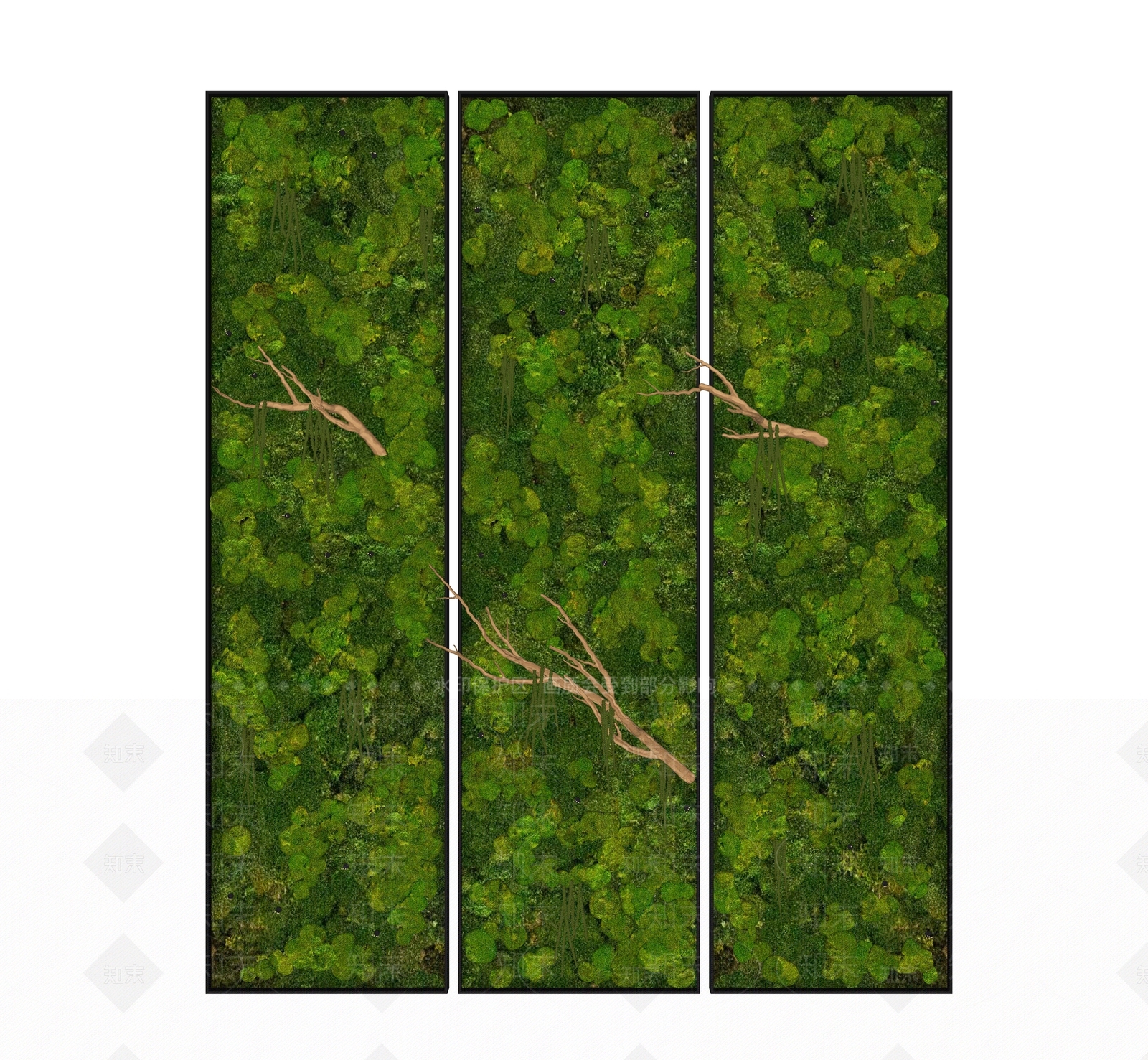 现代苔藓植物背景墙SU模型下载【ID:1123179795】