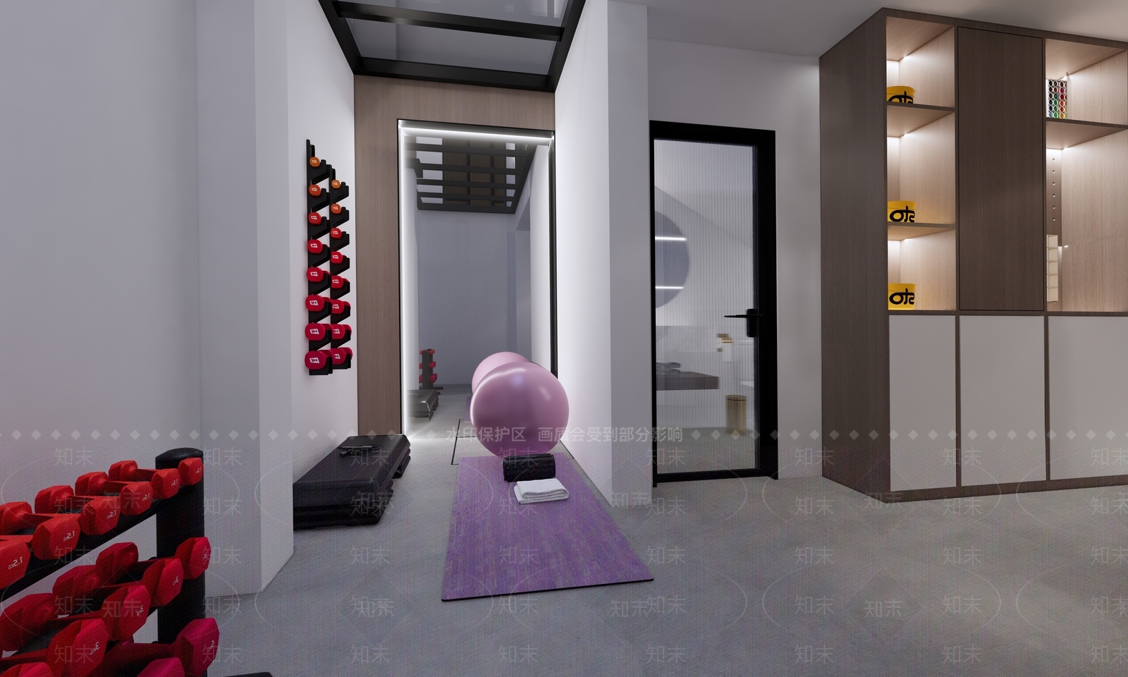 现代地下室健身工具间SU模型下载【ID:1123182325】