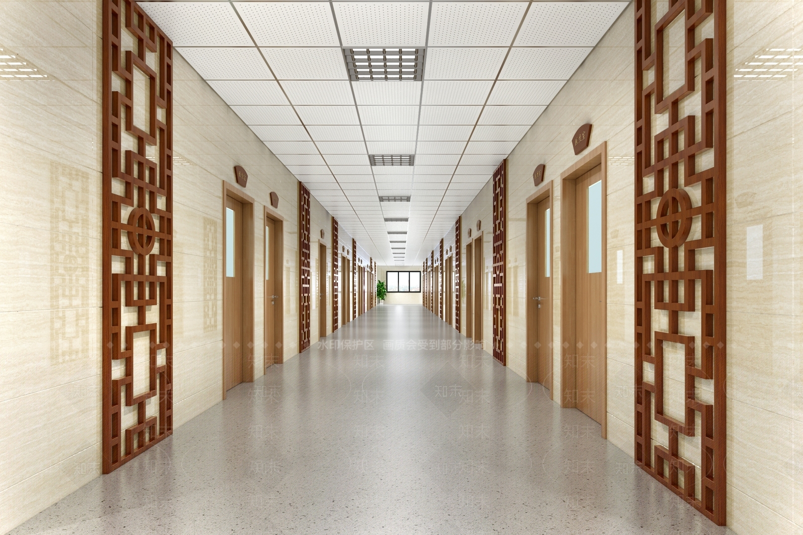 新中式中医院过道SU模型下载【ID:1123185495】