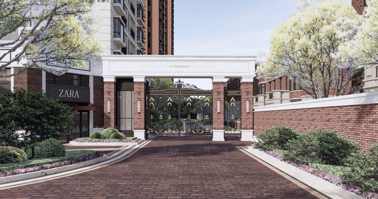 古典小区入口大门SU模型下载【ID:1123185333】