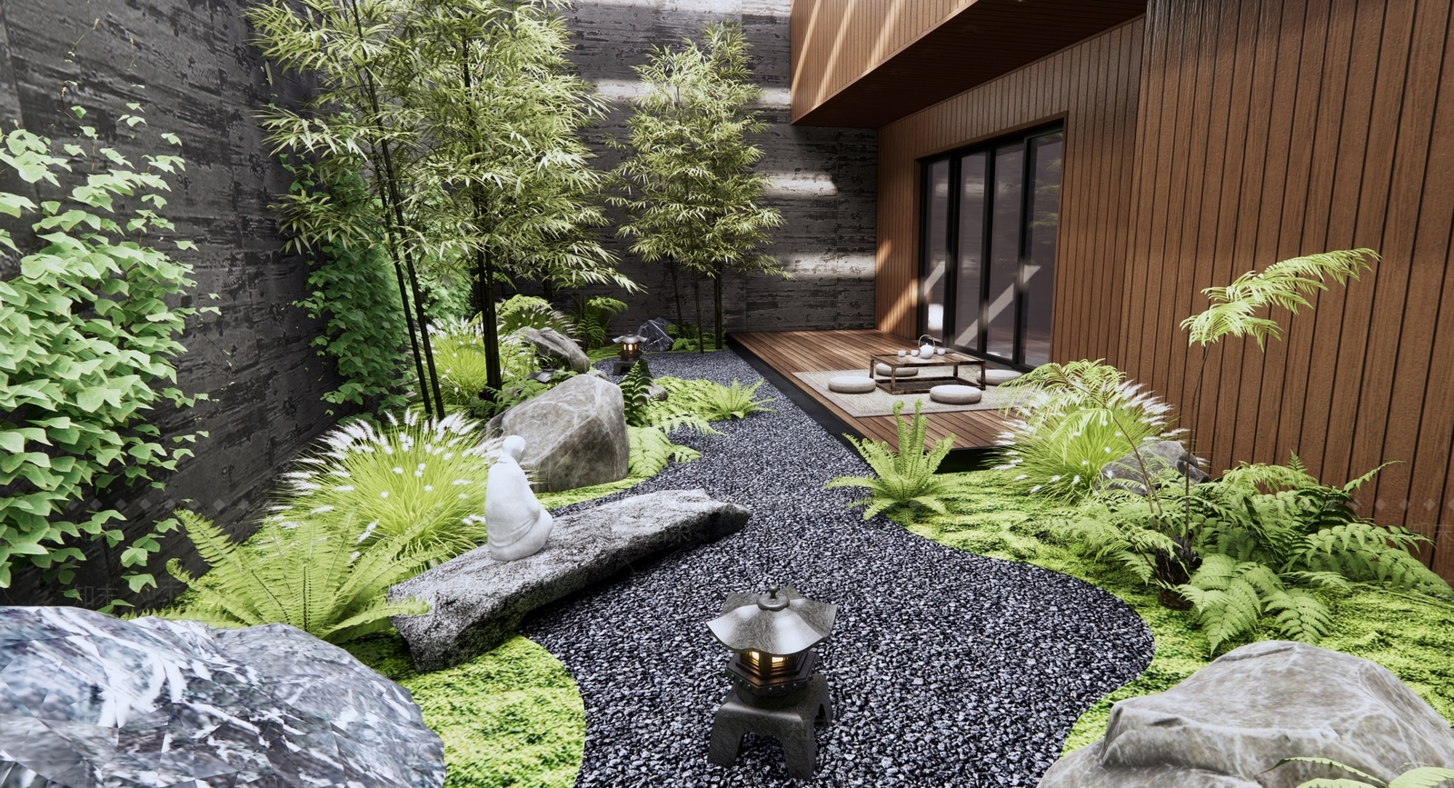 新中式庭院景观3D模型下载【ID:1123185824】_知末3d模型网