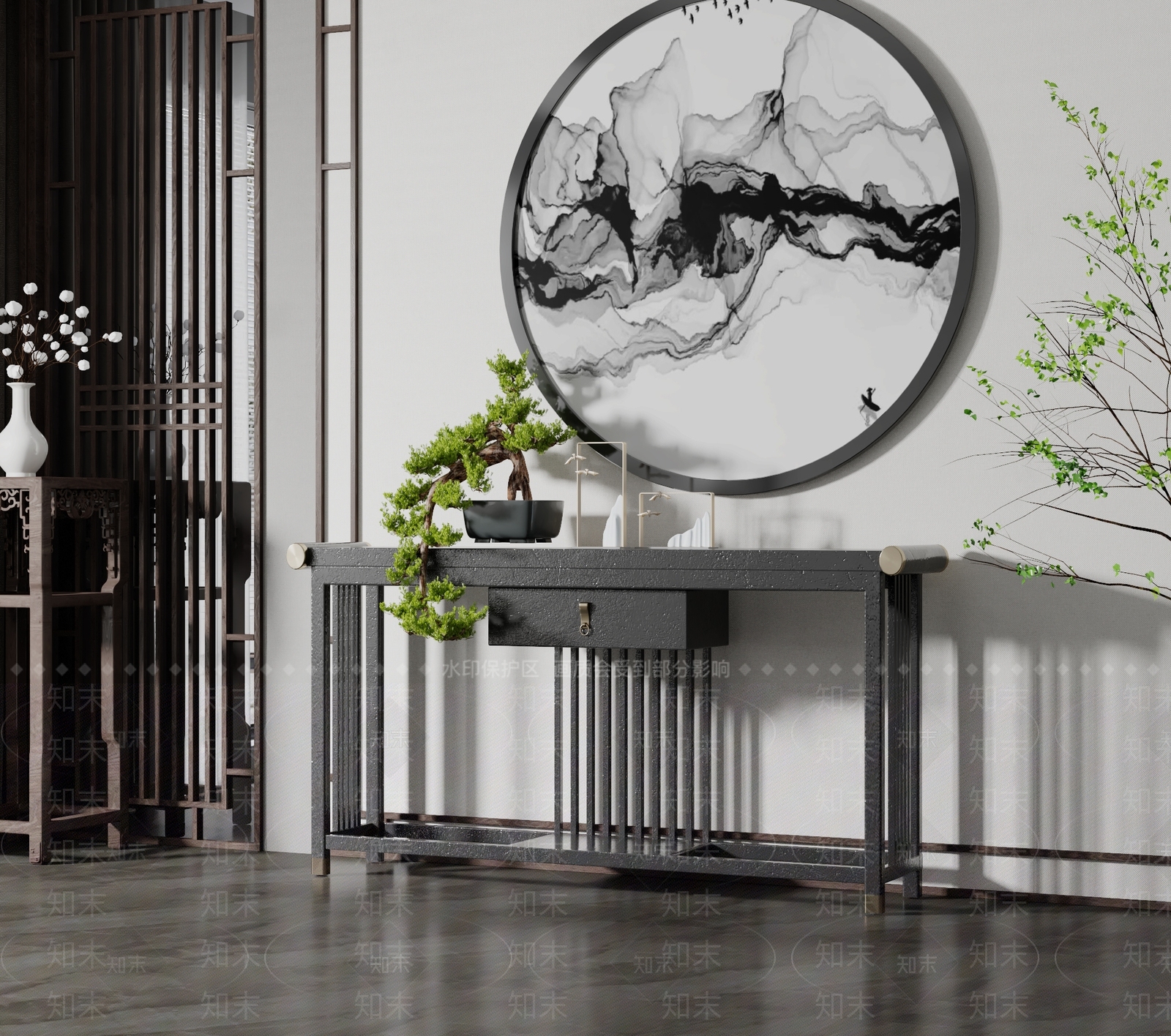 新中式端景条案3D模型下载【ID:1123187788】