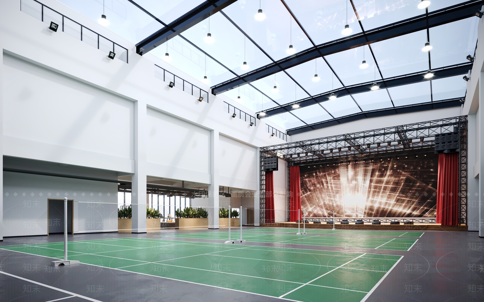 现代羽毛球场3D模型下载【ID:1123192515】