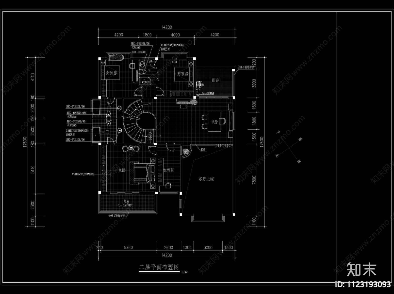 中式别墅设计cad施工图下载【ID:1123193093】