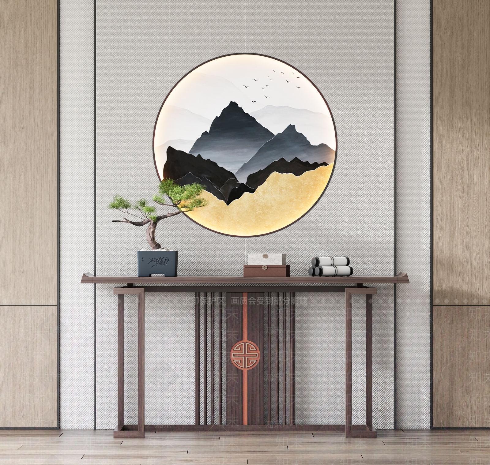 新中式端景条案3D模型下载【ID:1123195132】