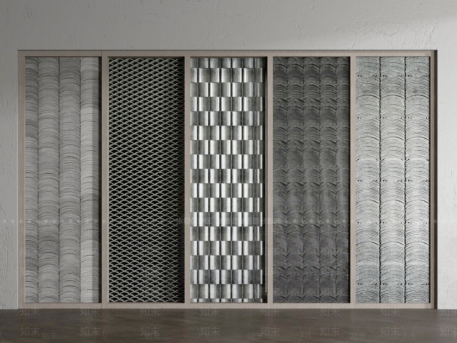 新中式瓦片隔断3D模型下载【ID:1123198480】