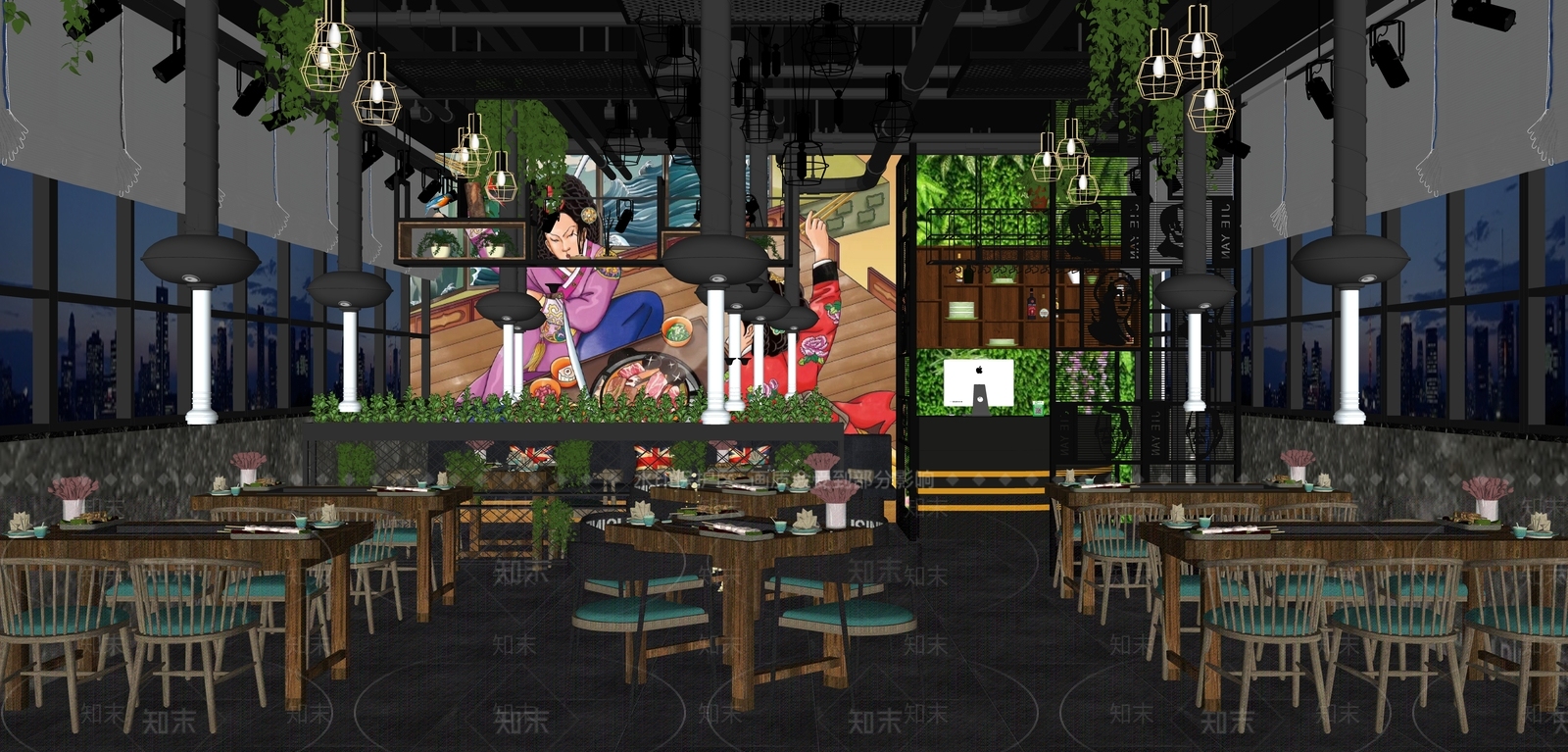 工业风烤肉店SU模型下载【ID:1123199295】