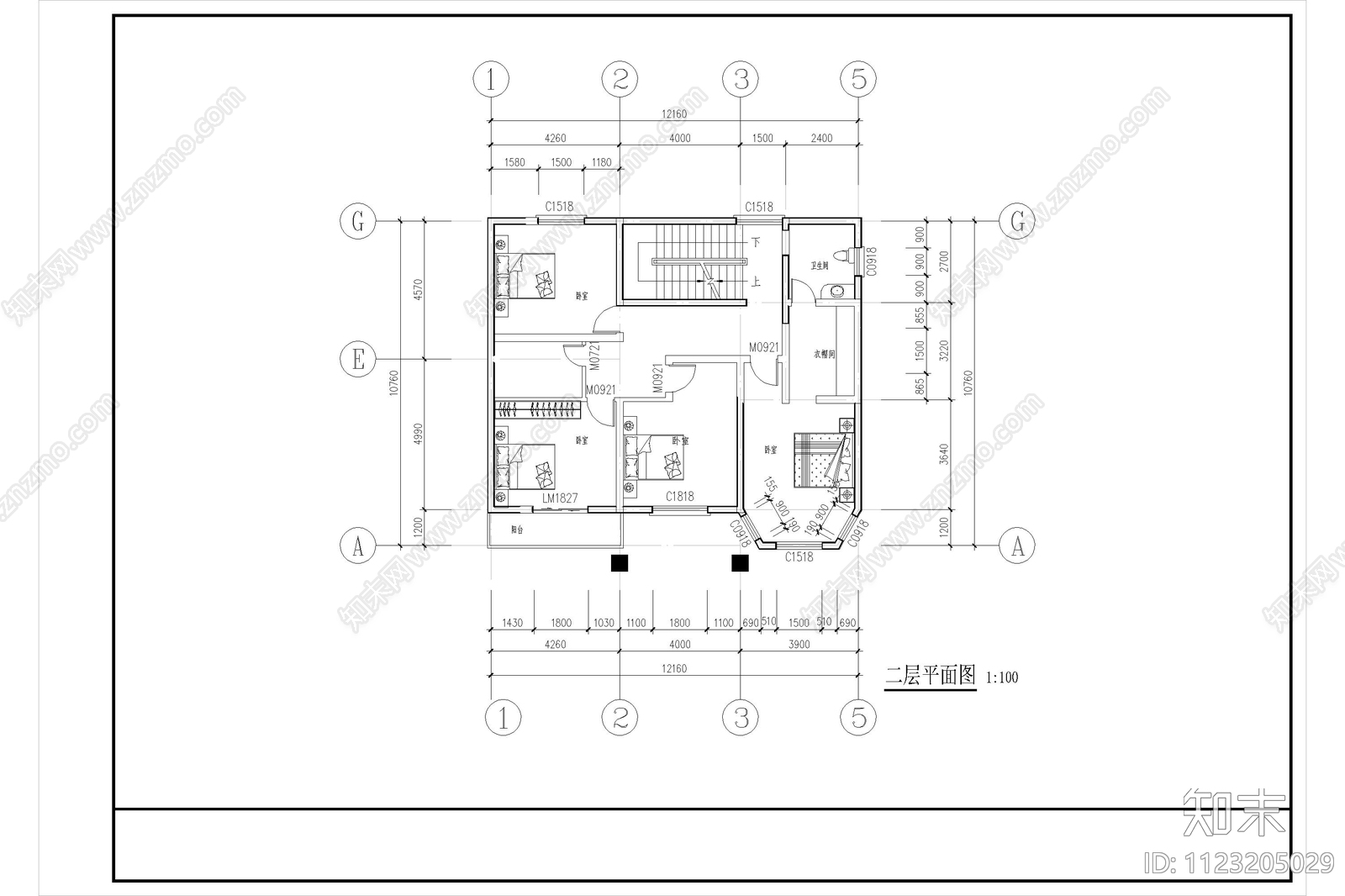 农村小口之家别墅自建房建筑施工图施工图下载【ID:1123205029】