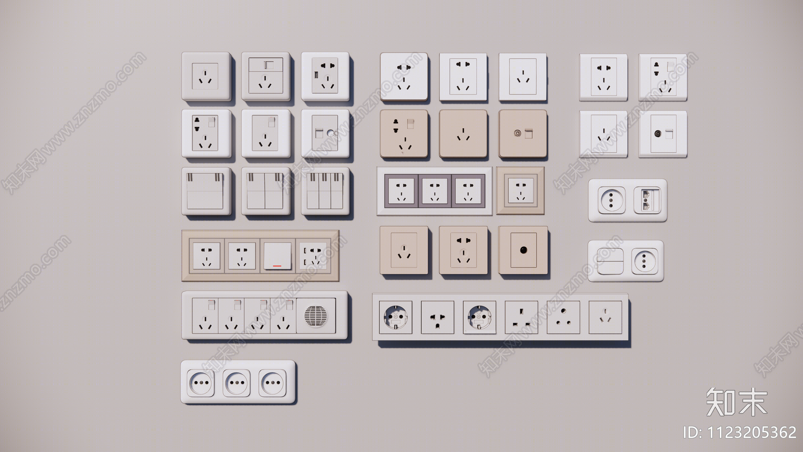 现代开关插座组合SU模型下载【ID:1123205362】