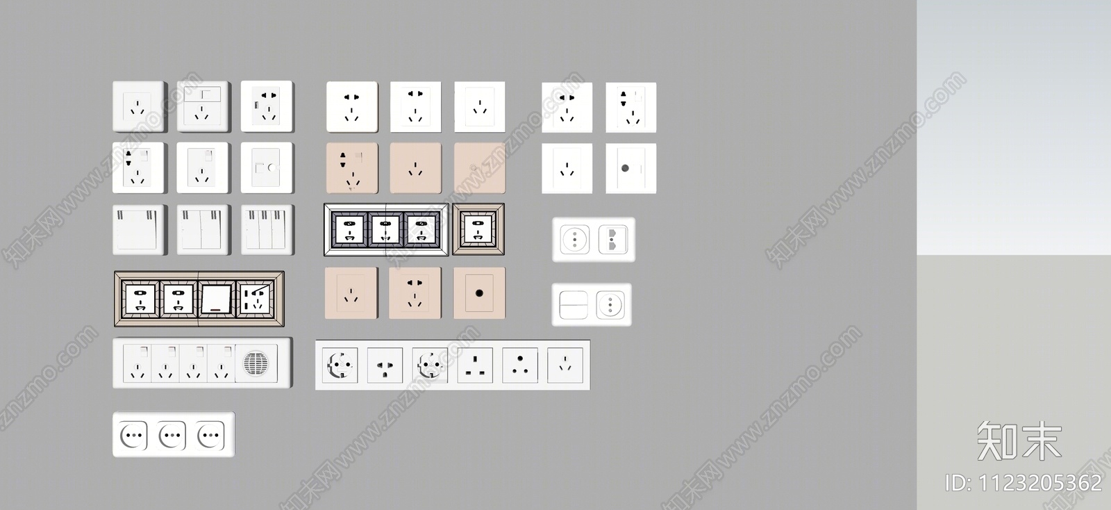 现代开关插座组合SU模型下载【ID:1123205362】