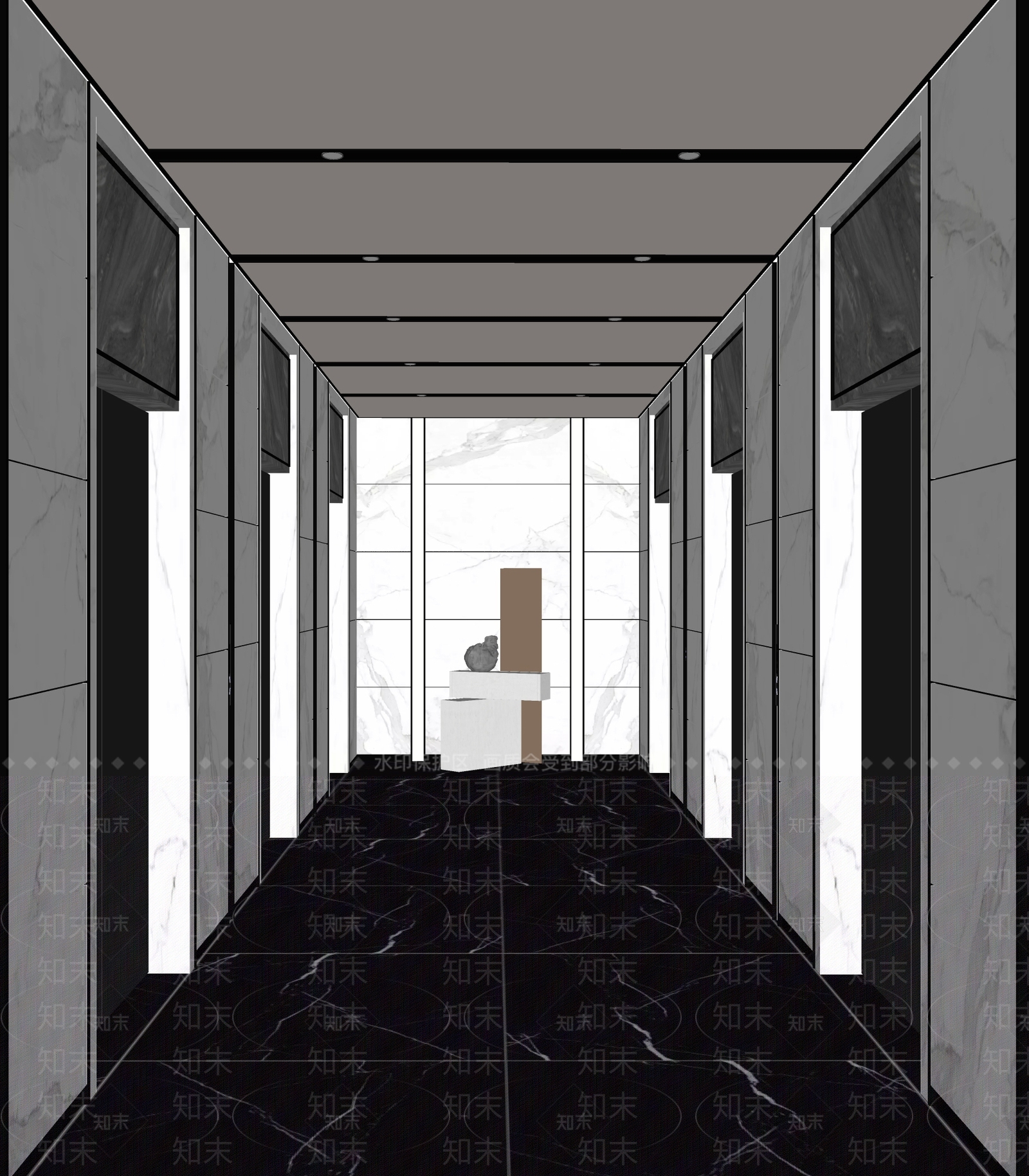 现代电梯厅SU模型下载【ID:1123206324】