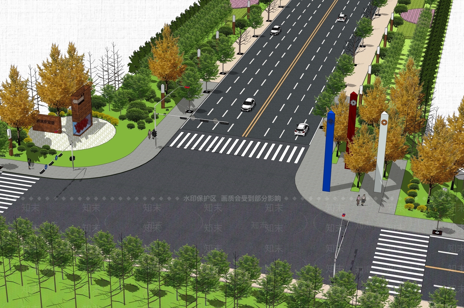 现代市政道路SU模型下载【ID:1123211143】