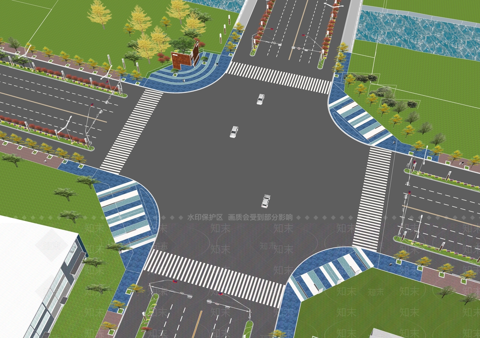 现代市政公路道路SU模型下载【ID:1123211365】
