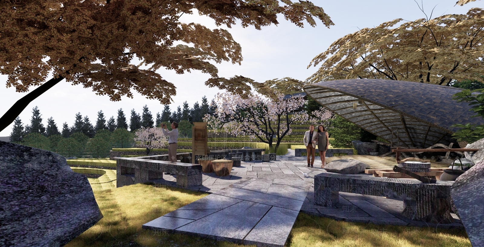 现代乡村田园景观SU模型下载【ID:1123214144】