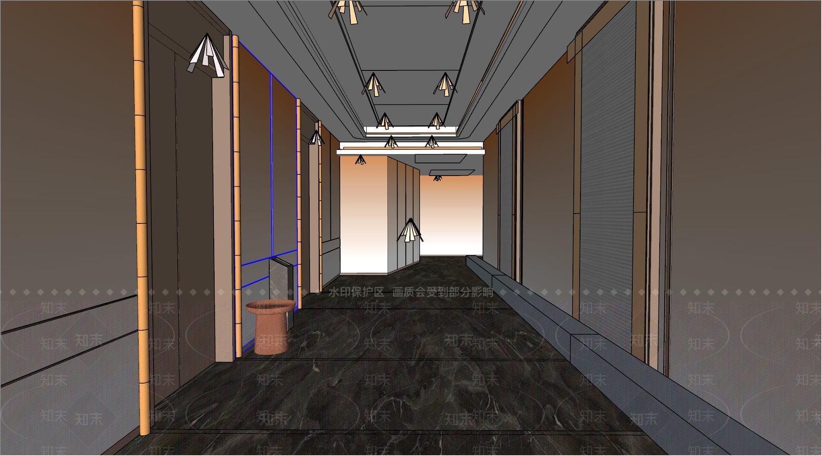现代电梯厅SU模型下载【ID:1123214740】
