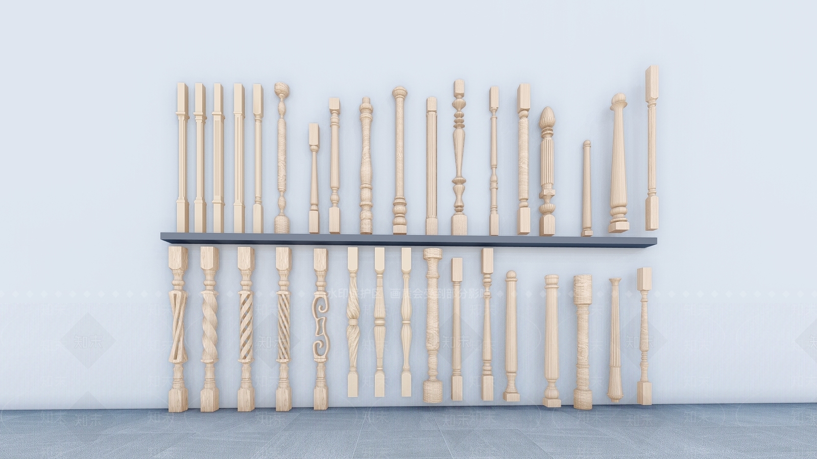 欧式护栏构件SU模型下载【ID:1123223947】