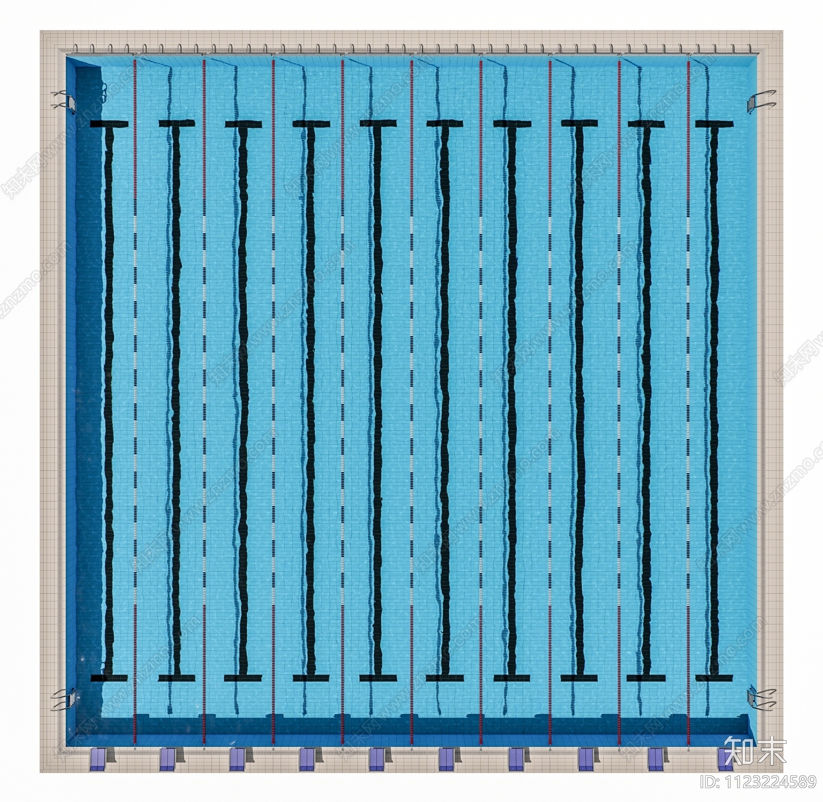 现代比赛泳池SU模型下载【ID:1123224589】