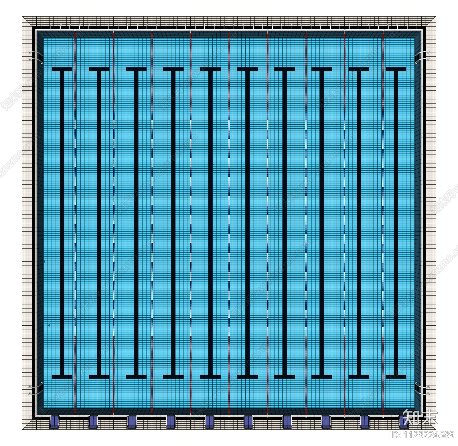 现代比赛泳池SU模型下载【ID:1123224589】