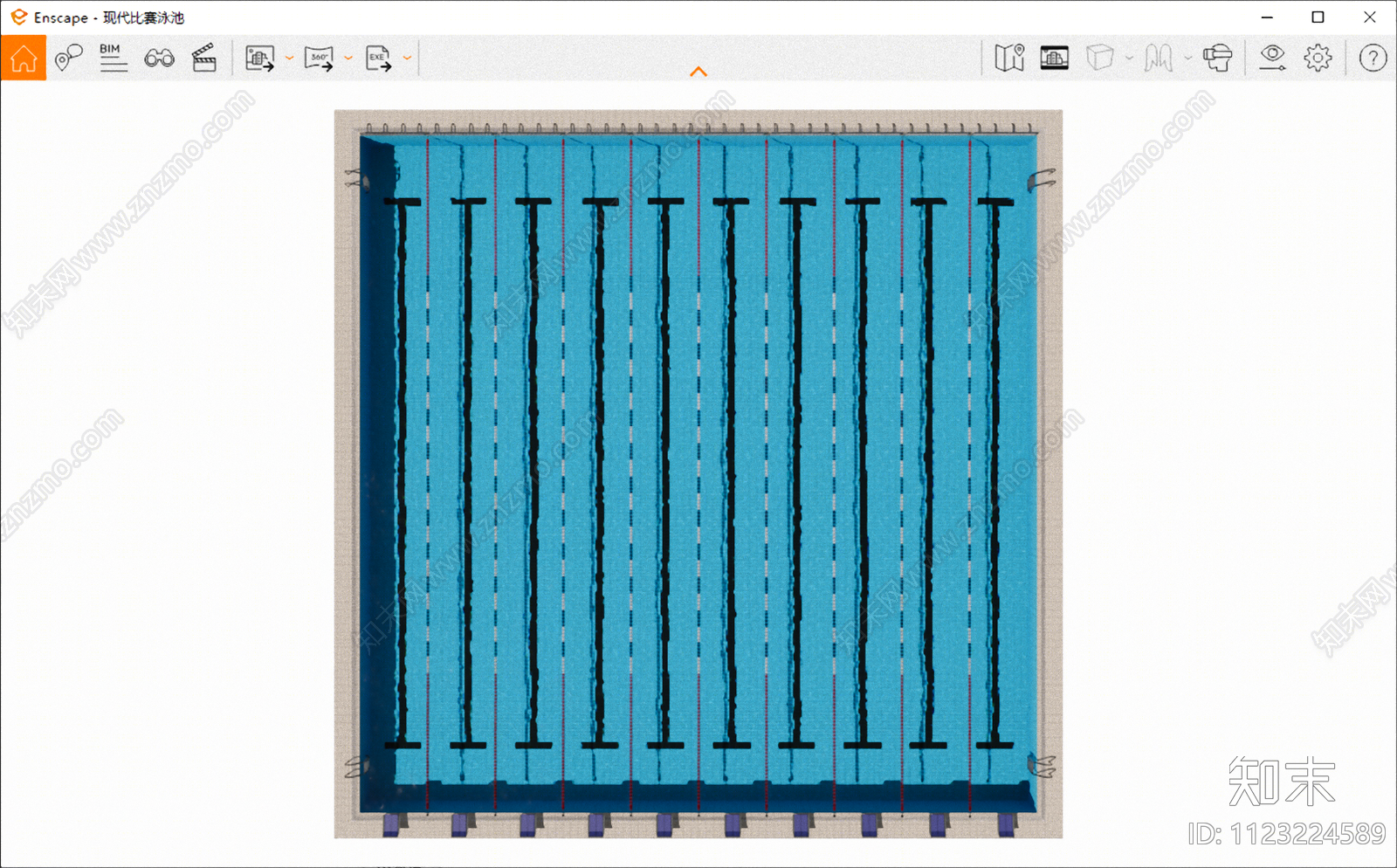 现代比赛泳池SU模型下载【ID:1123224589】