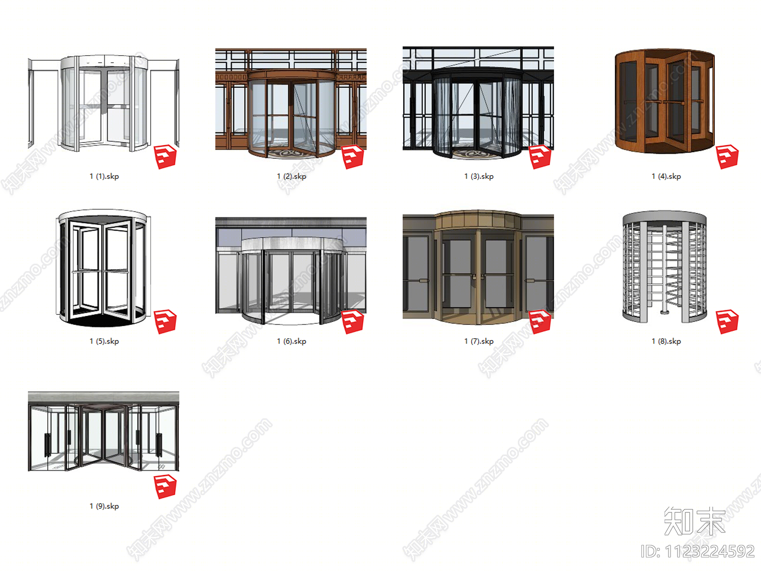 现代旋转门SU模型下载【ID:1123224592】