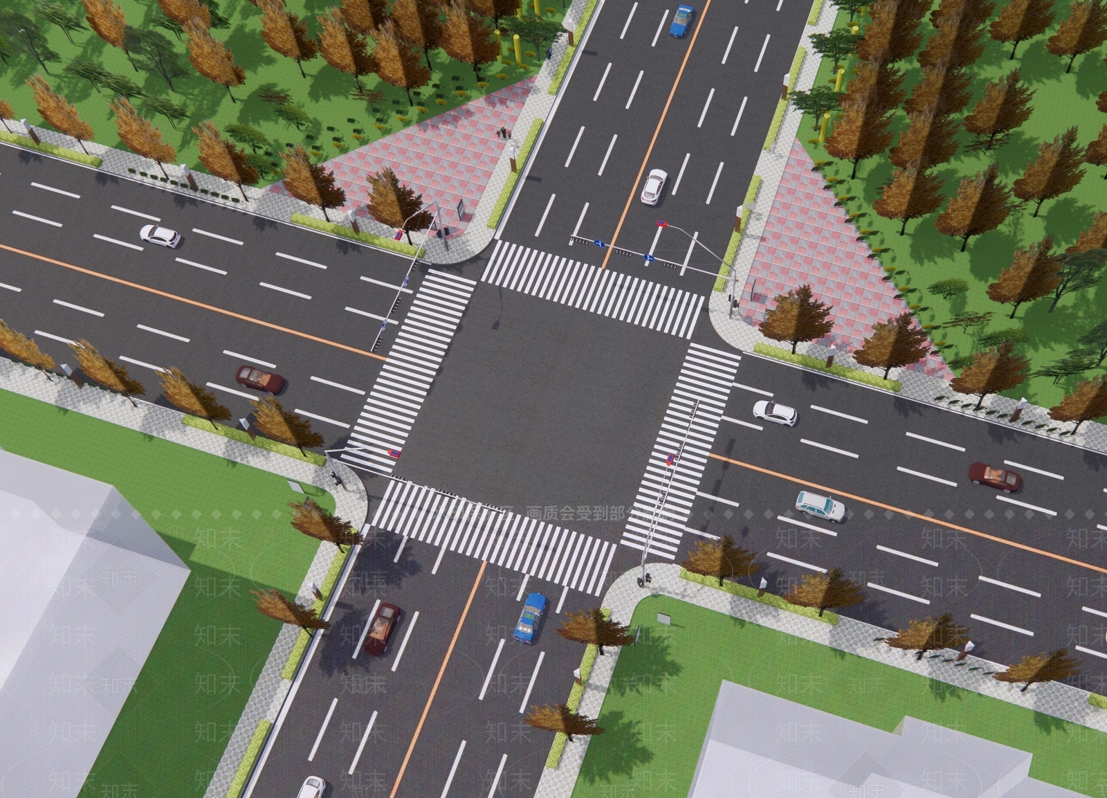 现代市政道路SU模型下载【ID:1123225225】