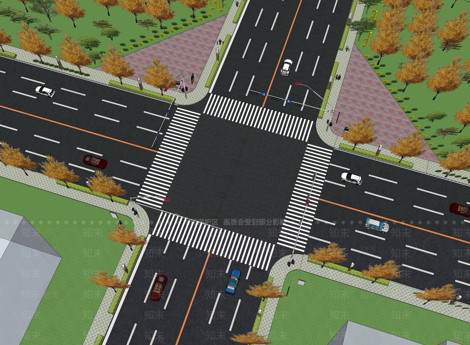 现代市政道路SU模型下载【ID:1123225225】