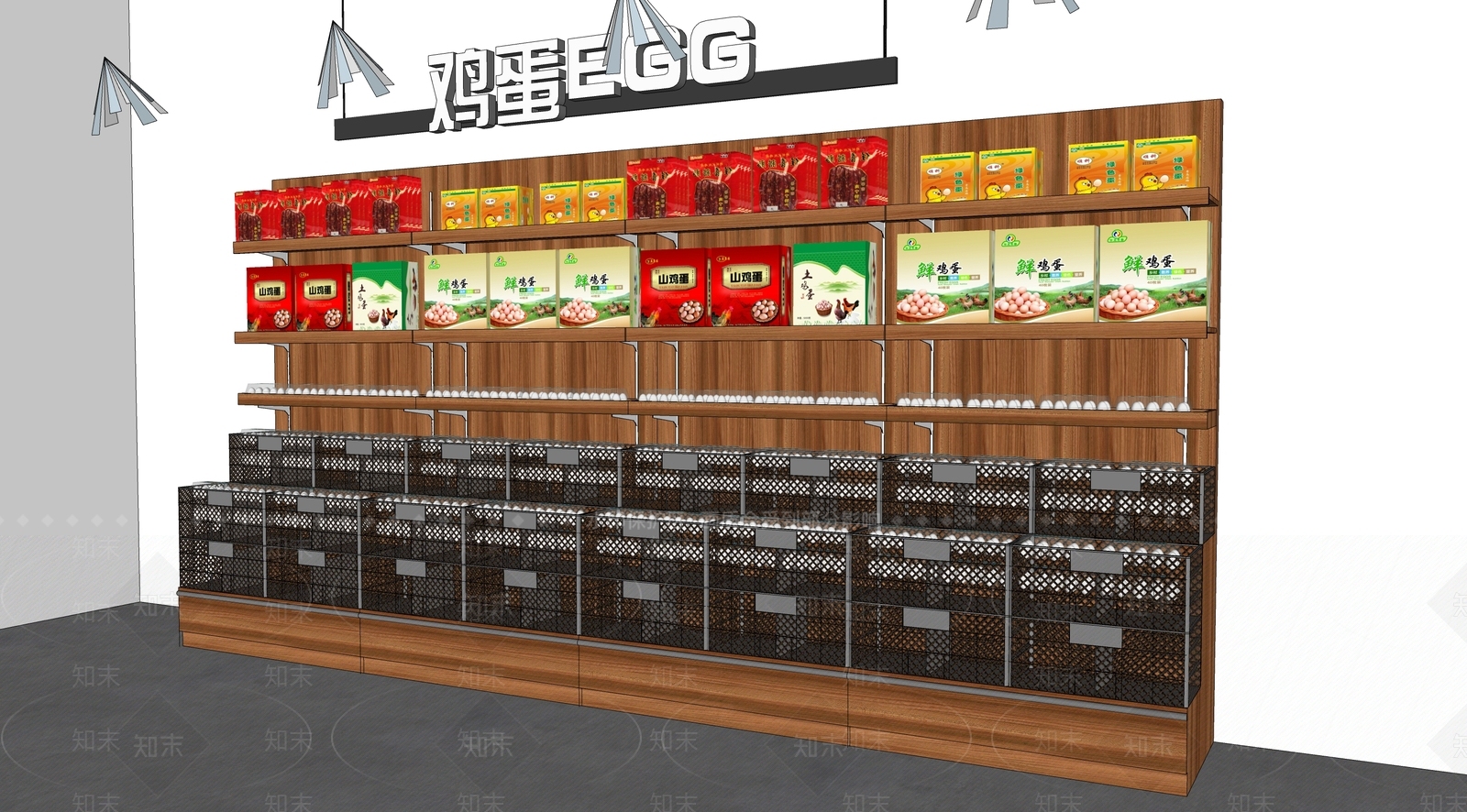 现代超市便利店鸡蛋货架SU模型下载【ID:1123231695】