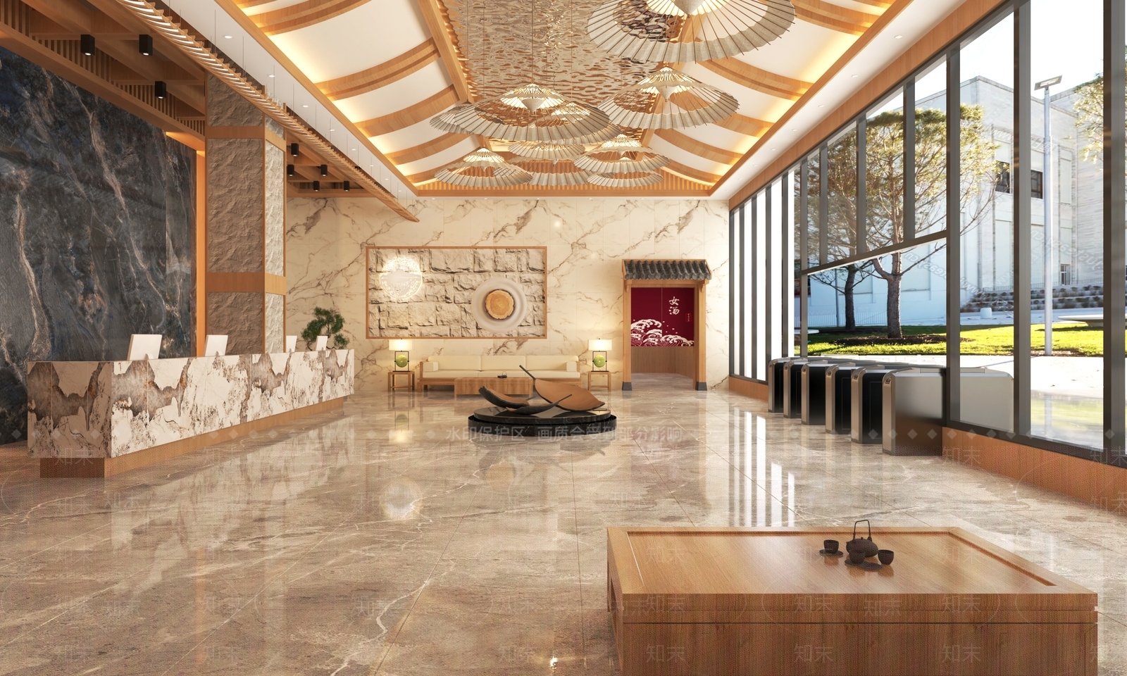 新中式洗浴中心3D模型下载【ID:1123233469】