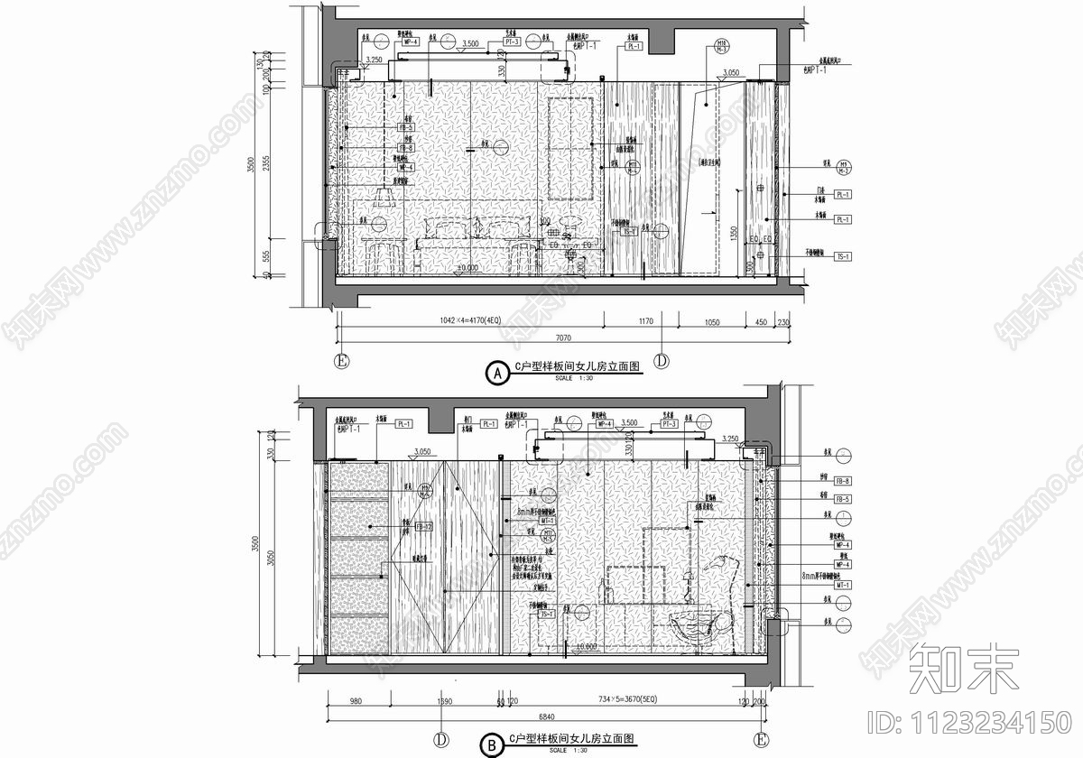 470㎡大平层豪宅样板间CADcad施工图下载【ID:1123234150】