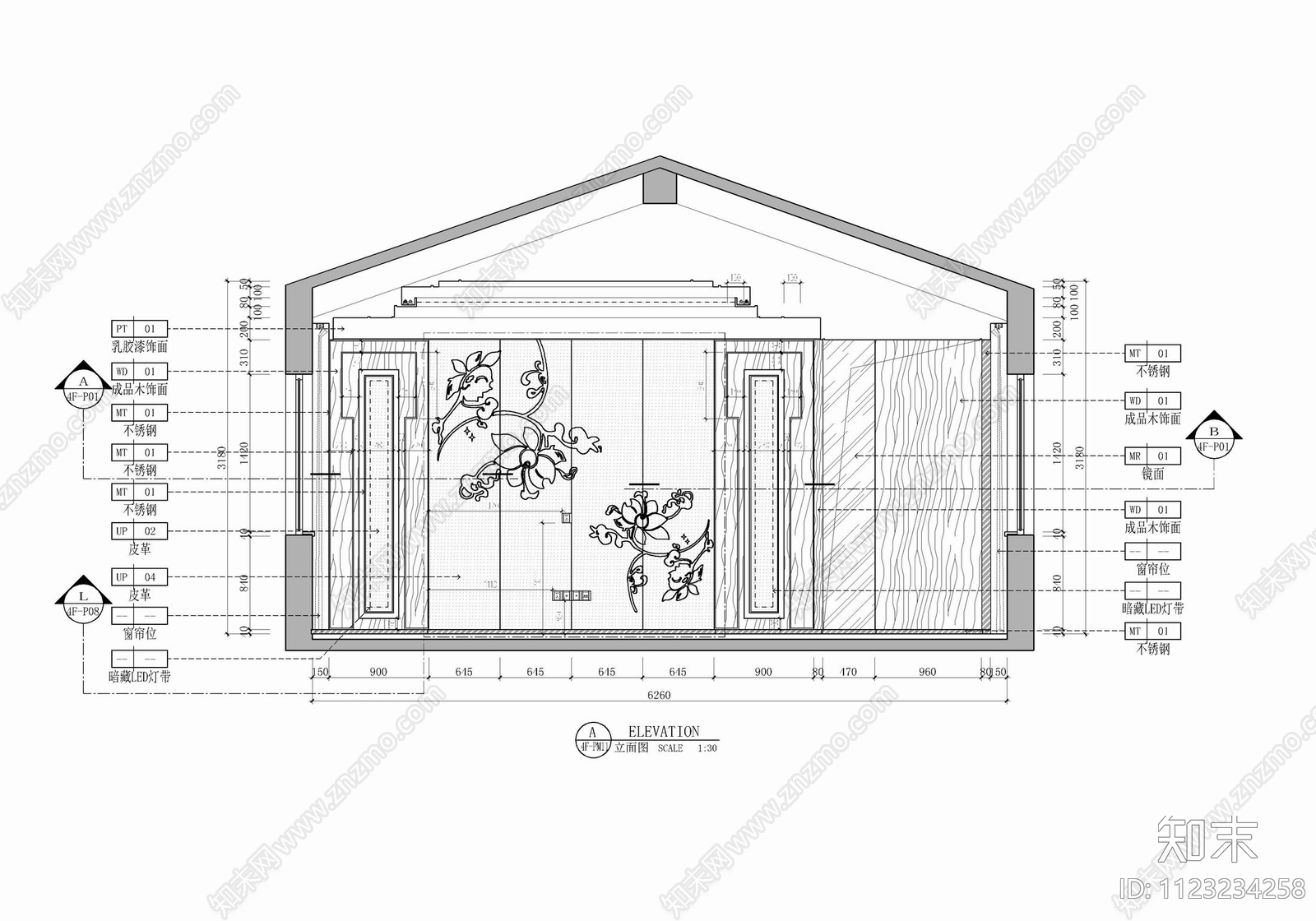 450㎡四层新中式别墅CAD施工图下载【ID:1123234258】