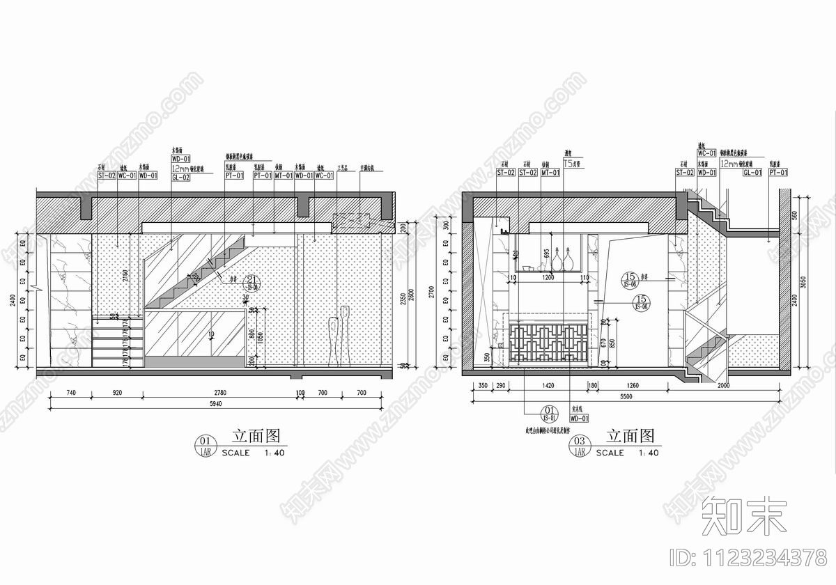 五层别墅样板房CADcad施工图下载【ID:1123234378】