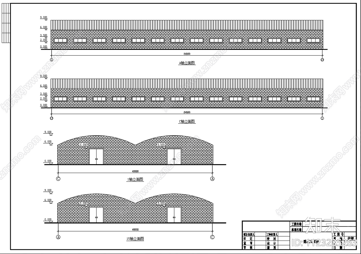 24米双联跨钢管桁架排架结构大棚建筑结构CAD图纸施工图下载【ID:1123235263】